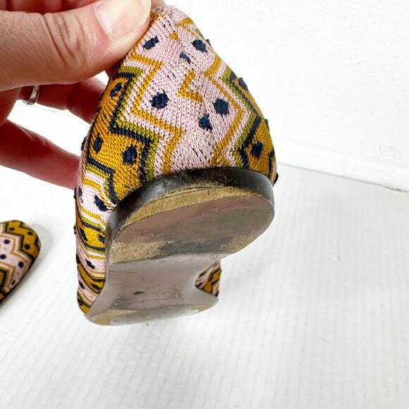 Missoni Ballet Flats Womens Size 37 Multicolor Zigzag Woven Italy Dust Bag‎ - Picture 10 of 11